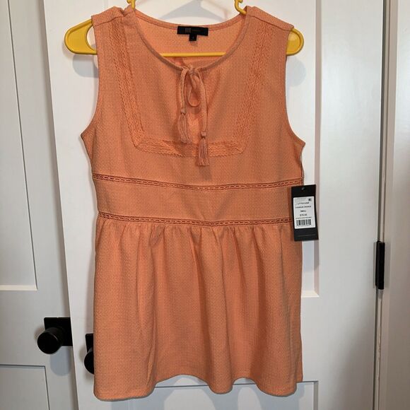 Frye Peplum Lace Trim Tank small Orange Retail $79 NWT - Picture 2 of 10